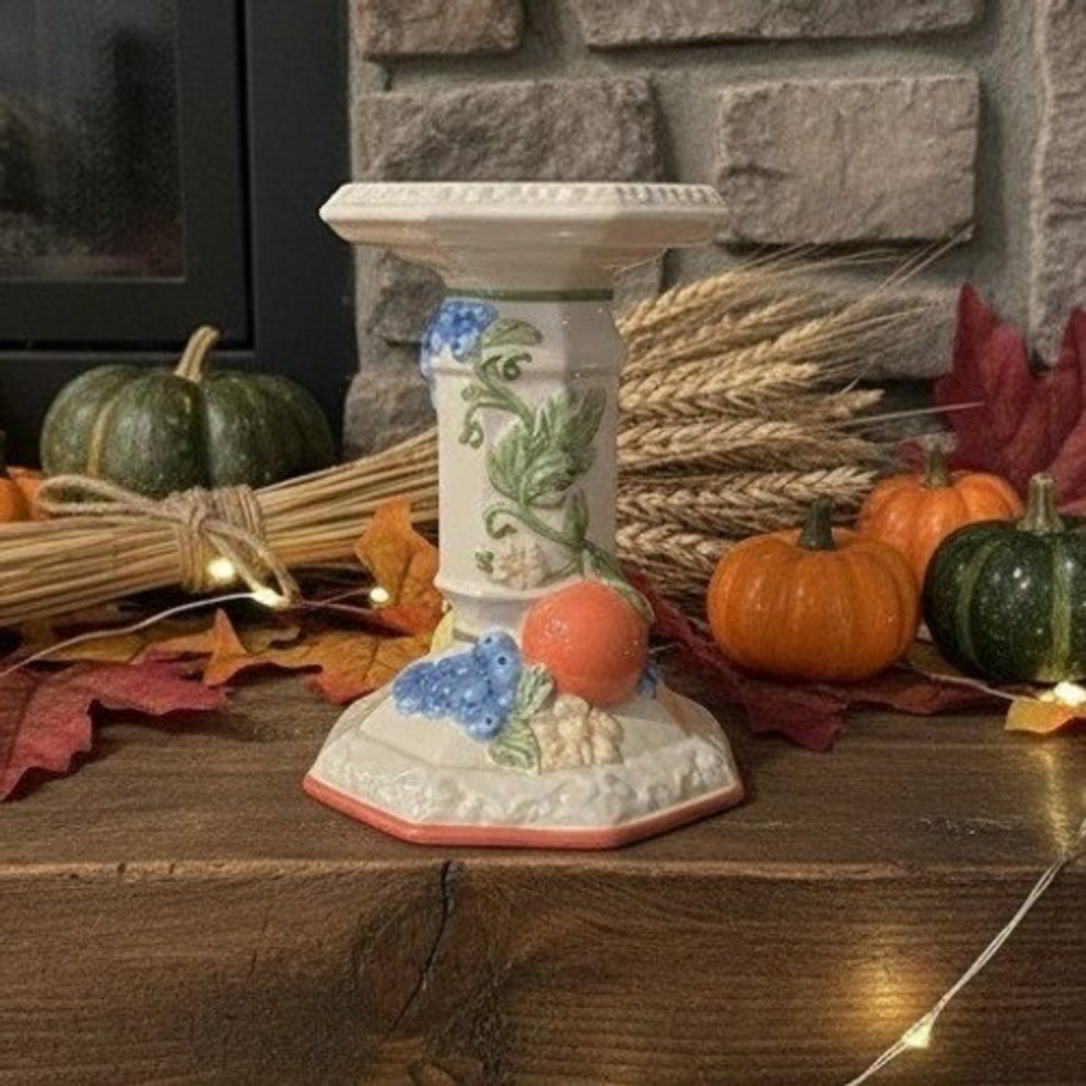 Avon Sweet Country Harvest Candleholder Pillar Candle Holder, Cottagecore Rustic